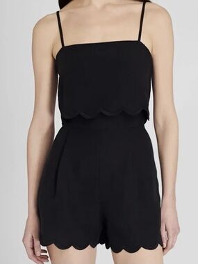 Club Monaco Black Scalloped Hem Romper Size 4